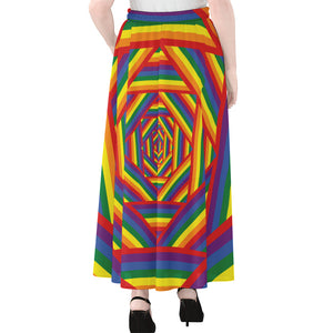 Abstract Rainbow LGBT Stripes Print Chiffon Maxi Skirt