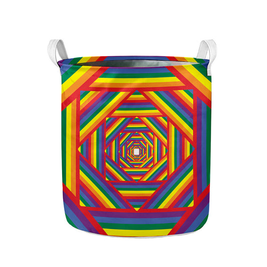 Abstract Rainbow LGBT Stripes Print Collapsible Laundry Basket
