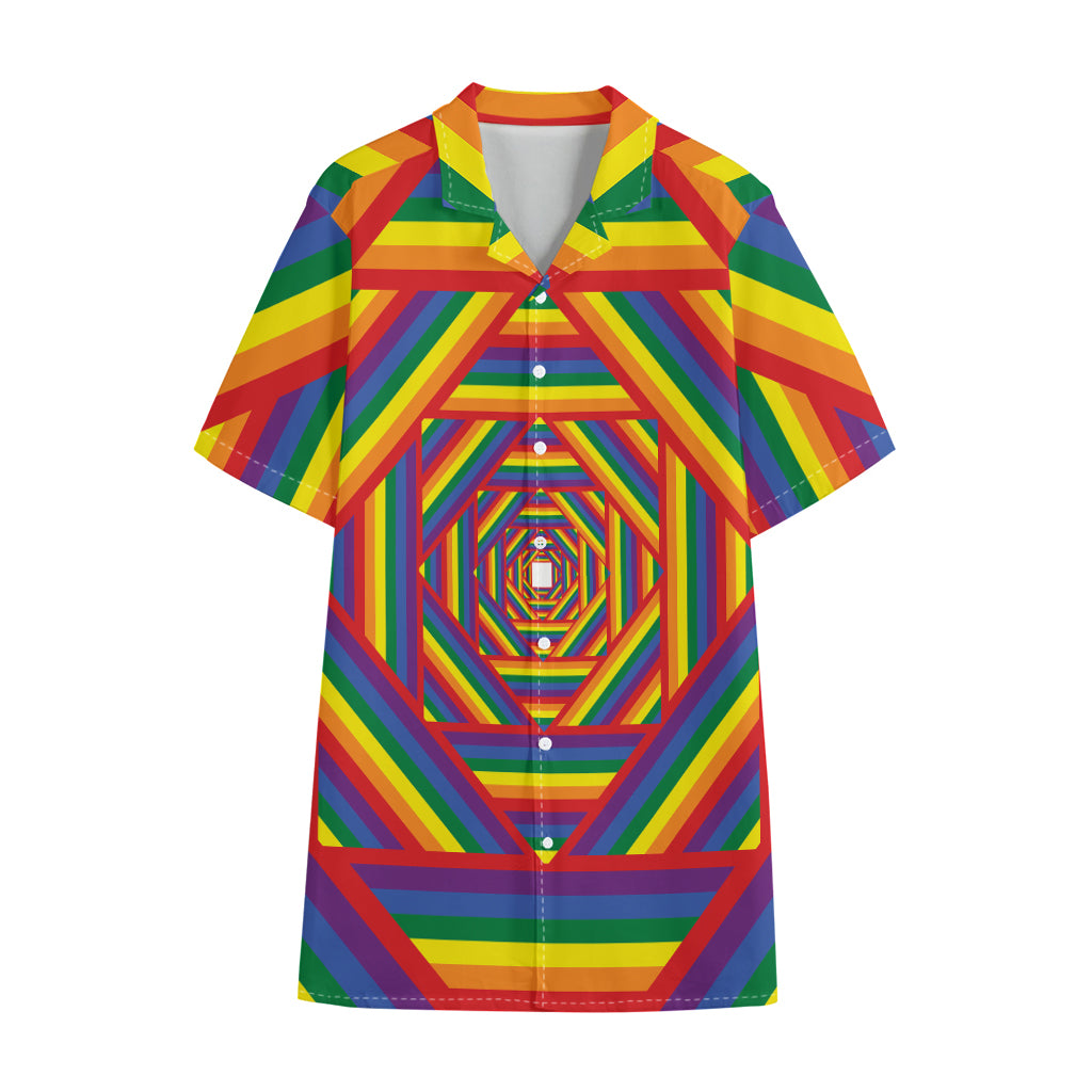 Abstract Rainbow LGBT Stripes Print Cotton Hawaiian Shirt