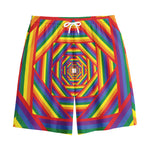 Abstract Rainbow LGBT Stripes Print Cotton Shorts