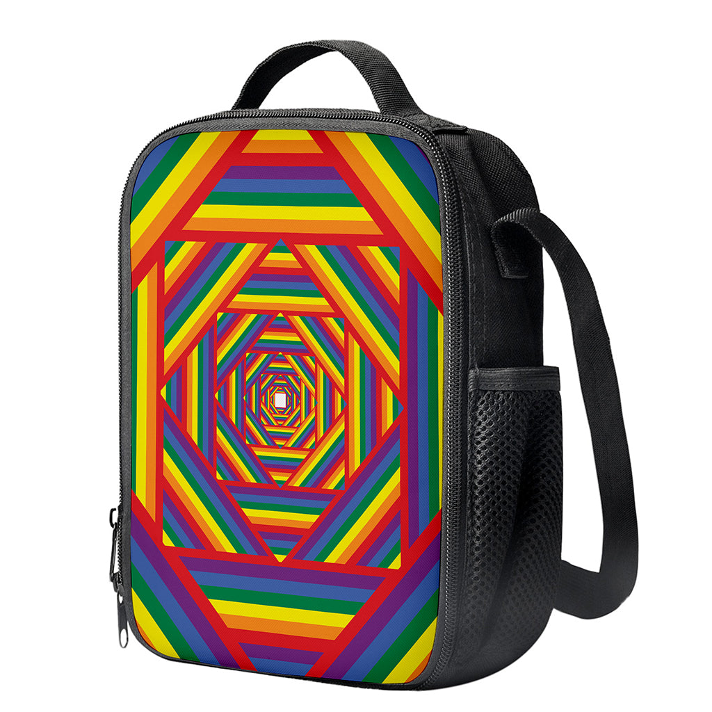 Abstract Rainbow LGBT Stripes Print Crossbody Lunch Bag