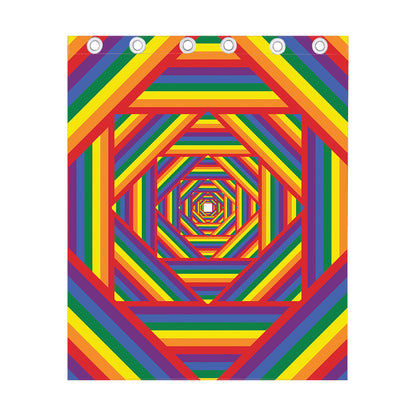Abstract Rainbow LGBT Stripes Print Curtain