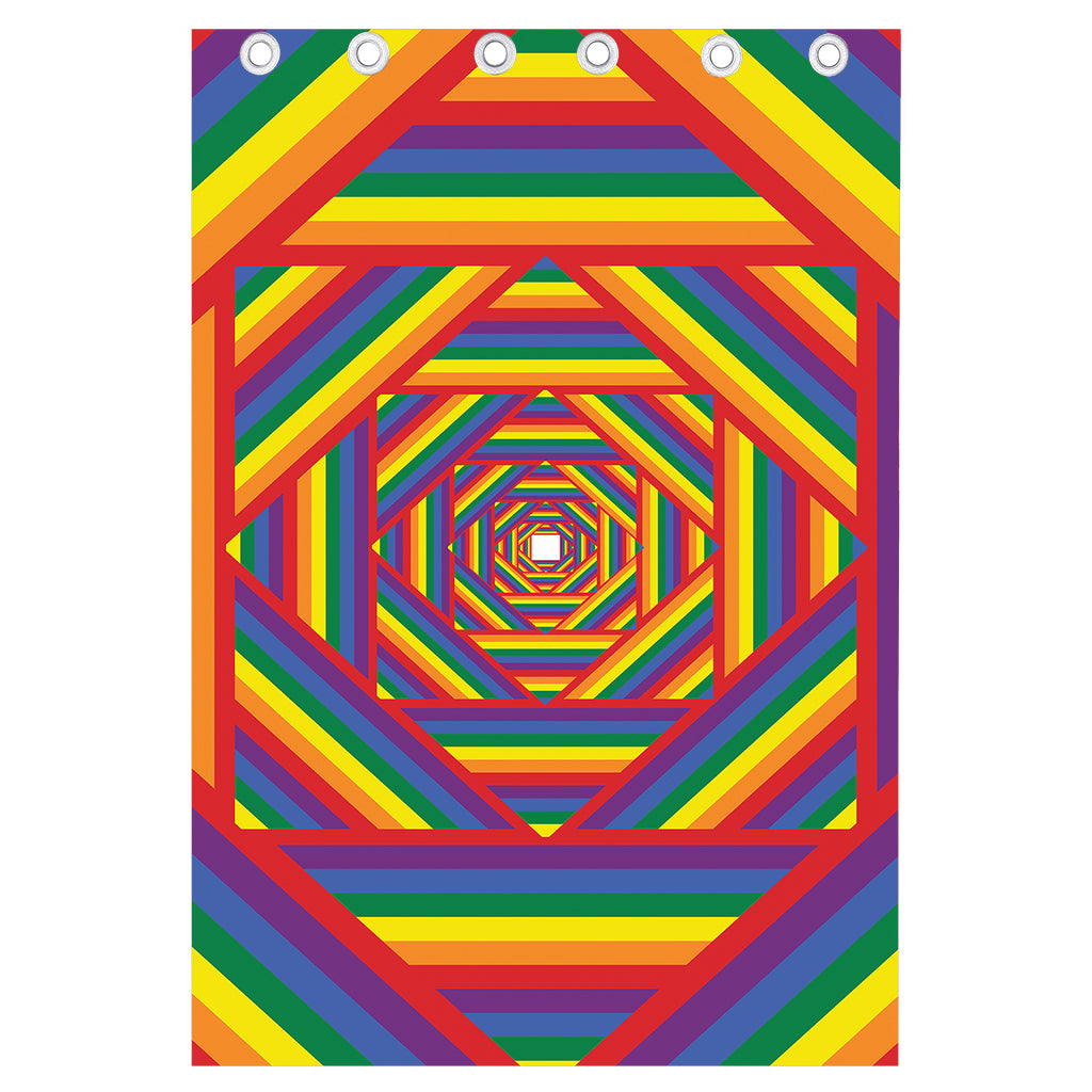 Abstract Rainbow LGBT Stripes Print Curtain