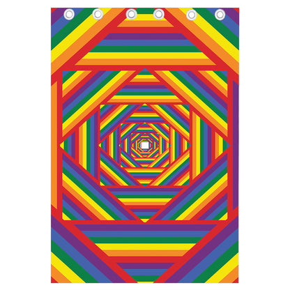 Abstract Rainbow LGBT Stripes Print Curtain