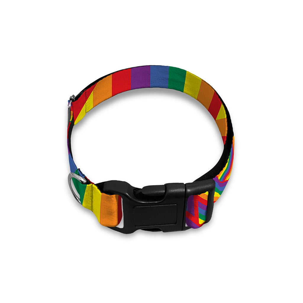 Abstract Rainbow LGBT Stripes Print Dog Collar