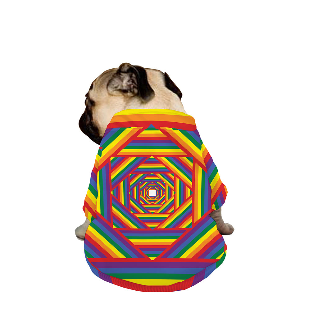 Abstract Rainbow LGBT Stripes Print Dog Zip Up Jacket
