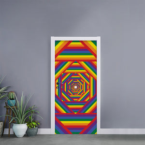 Abstract Rainbow LGBT Stripes Print Door Sticker