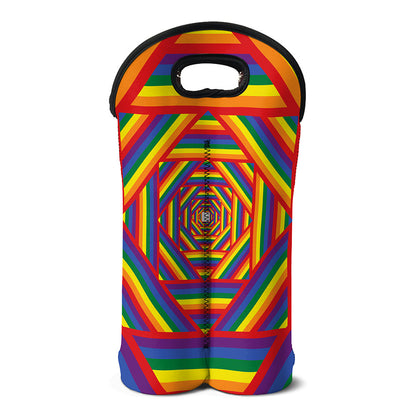 Abstract Rainbow LGBT Stripes Print Double Neoprene Wine Tote