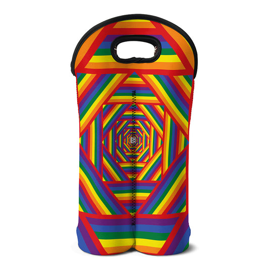 Abstract Rainbow LGBT Stripes Print Double Neoprene Wine Tote
