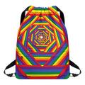 Abstract Rainbow LGBT Stripes Print Drawstring Backpack