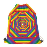 Abstract Rainbow LGBT Stripes Print Drawstring Bag