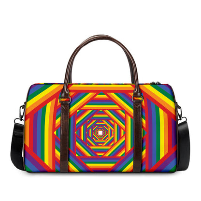 Abstract Rainbow LGBT Stripes Print Duffle Bag