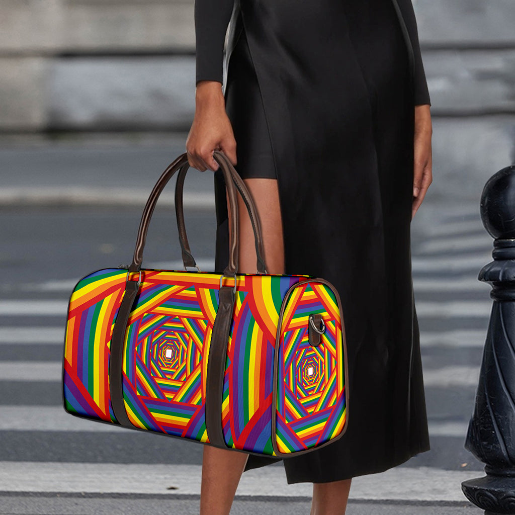 Abstract Rainbow LGBT Stripes Print Duffle Bag