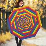 Abstract Rainbow LGBT Stripes Print Foldable Umbrella