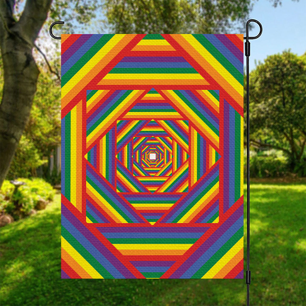 Abstract Rainbow LGBT Stripes Print Garden Flag