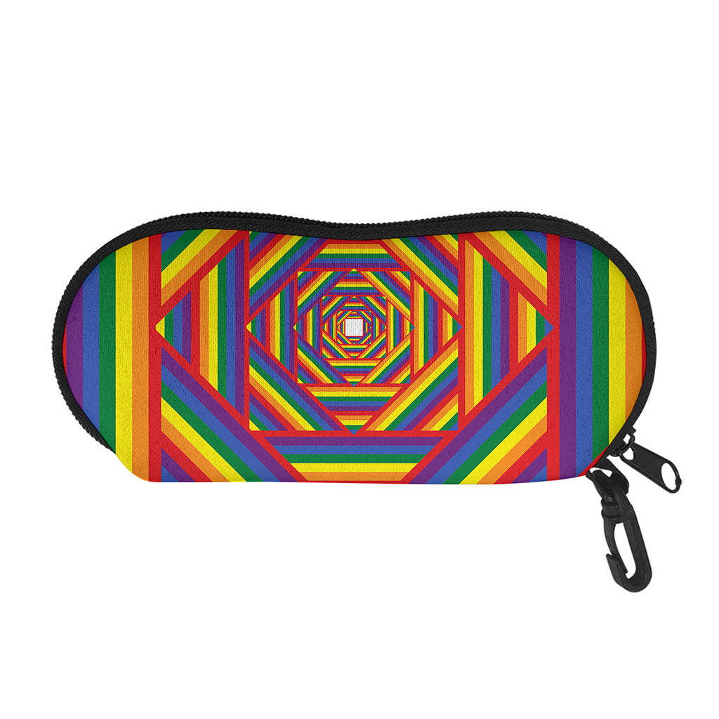 Abstract Rainbow LGBT Stripes Print Glasses Case