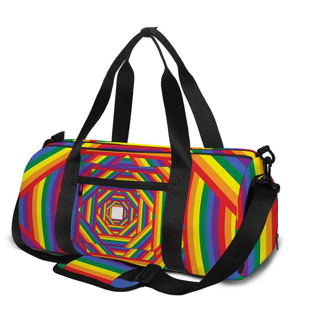 Abstract Rainbow LGBT Stripes Print Gym Bag