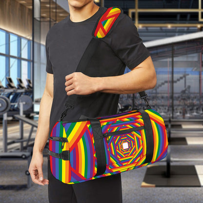 Abstract Rainbow LGBT Stripes Print Gym Bag