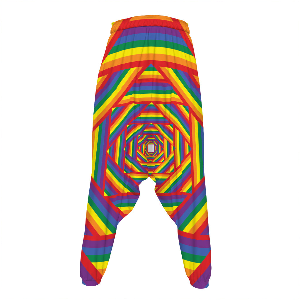 Abstract Rainbow LGBT Stripes Print Hammer Pants