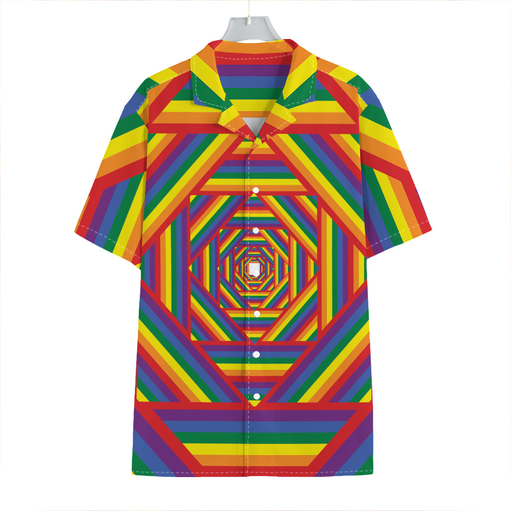 Abstract Rainbow LGBT Stripes Print Hawaiian Shirt