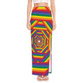 Abstract Rainbow LGBT Stripes Print High Slit Maxi Skirt