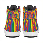 Abstract Rainbow LGBT Stripes Print High Top Leather Sneakers