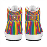 Abstract Rainbow LGBT Stripes Print High Top Leather Sneakers