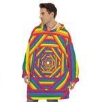 Abstract Rainbow LGBT Stripes Print Hoodie Blanket
