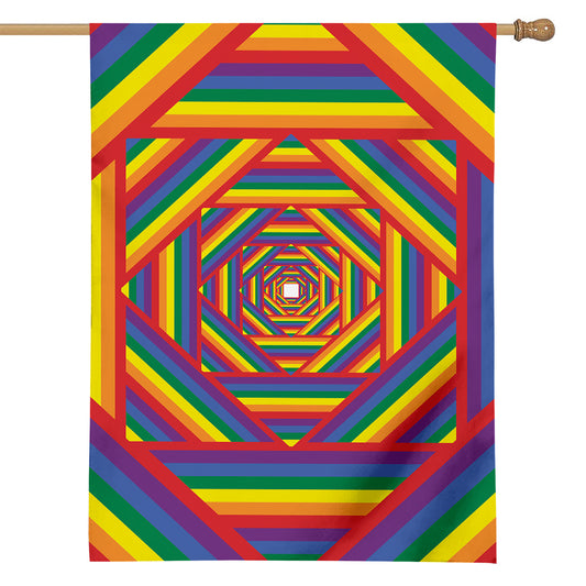 Abstract Rainbow LGBT Stripes Print House Flag