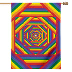 Abstract Rainbow LGBT Stripes Print House Flag