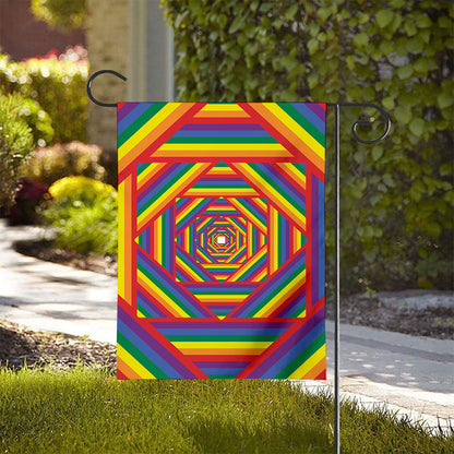 Abstract Rainbow LGBT Stripes Print House Flag