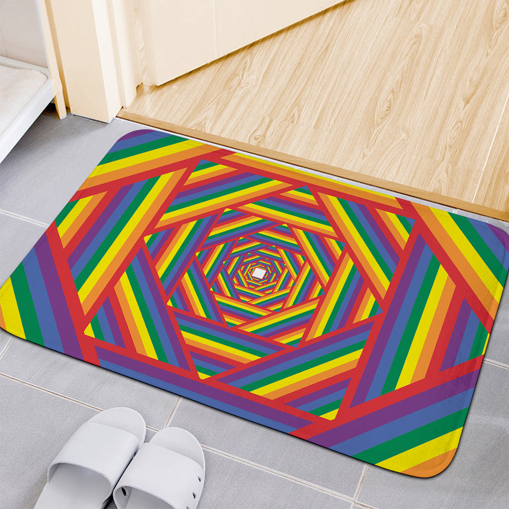 Abstract Rainbow LGBT Stripes Print Indoor Door Mat
