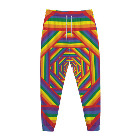Abstract Rainbow LGBT Stripes Print Jogger Pants