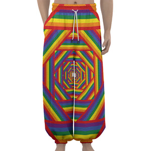 Abstract Rainbow LGBT Stripes Print Lantern Pants