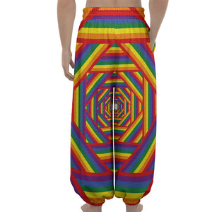 Abstract Rainbow LGBT Stripes Print Lantern Pants