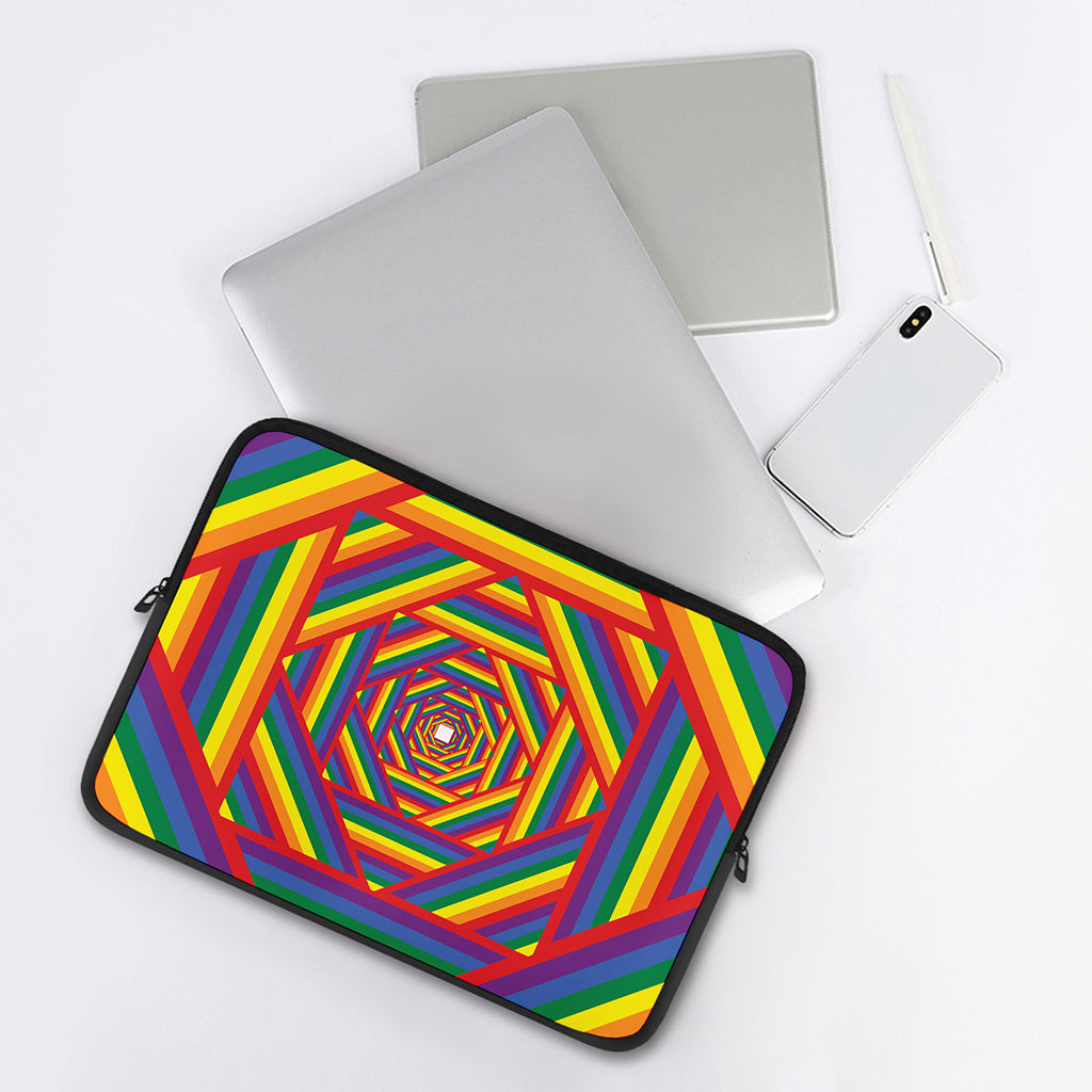 Abstract Rainbow LGBT Stripes Print Laptop Sleeve