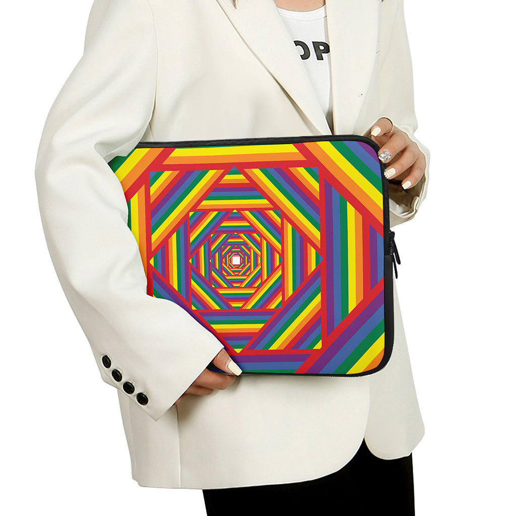 Abstract Rainbow LGBT Stripes Print Laptop Sleeve
