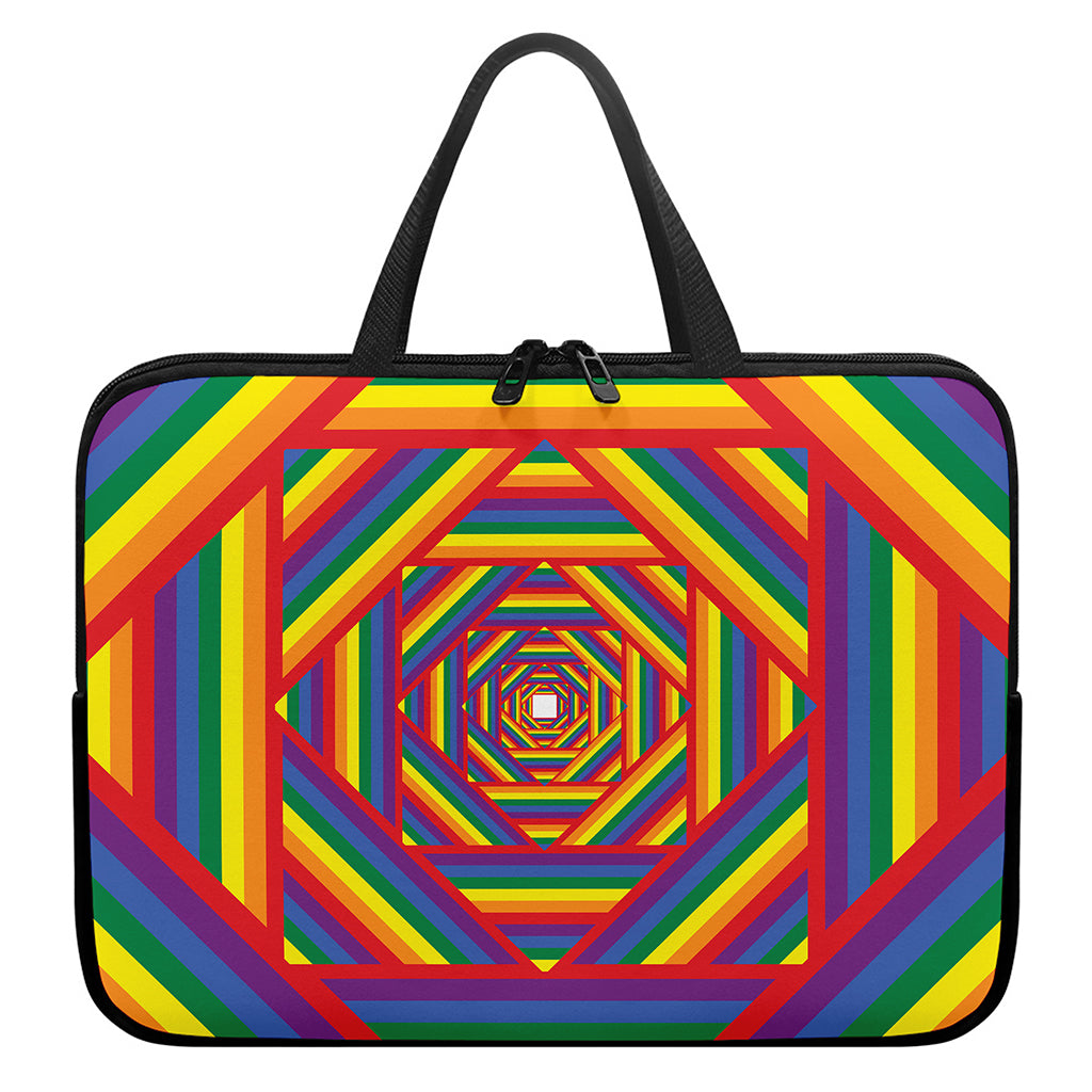 Abstract Rainbow LGBT Stripes Print Laptop Sleeve With Handle