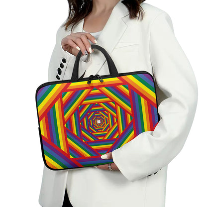 Abstract Rainbow LGBT Stripes Print Laptop Sleeve With Handle