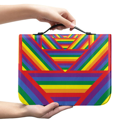 Abstract Rainbow LGBT Stripes Print Leather Bible Cover