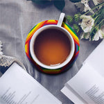 Abstract Rainbow LGBT Stripes Print Leather Coaster Set