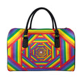 Abstract Rainbow LGBT Stripes Print Leather Duffel Bag