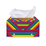 Abstract Rainbow LGBT Stripes Print Leather Tissue Box Cover