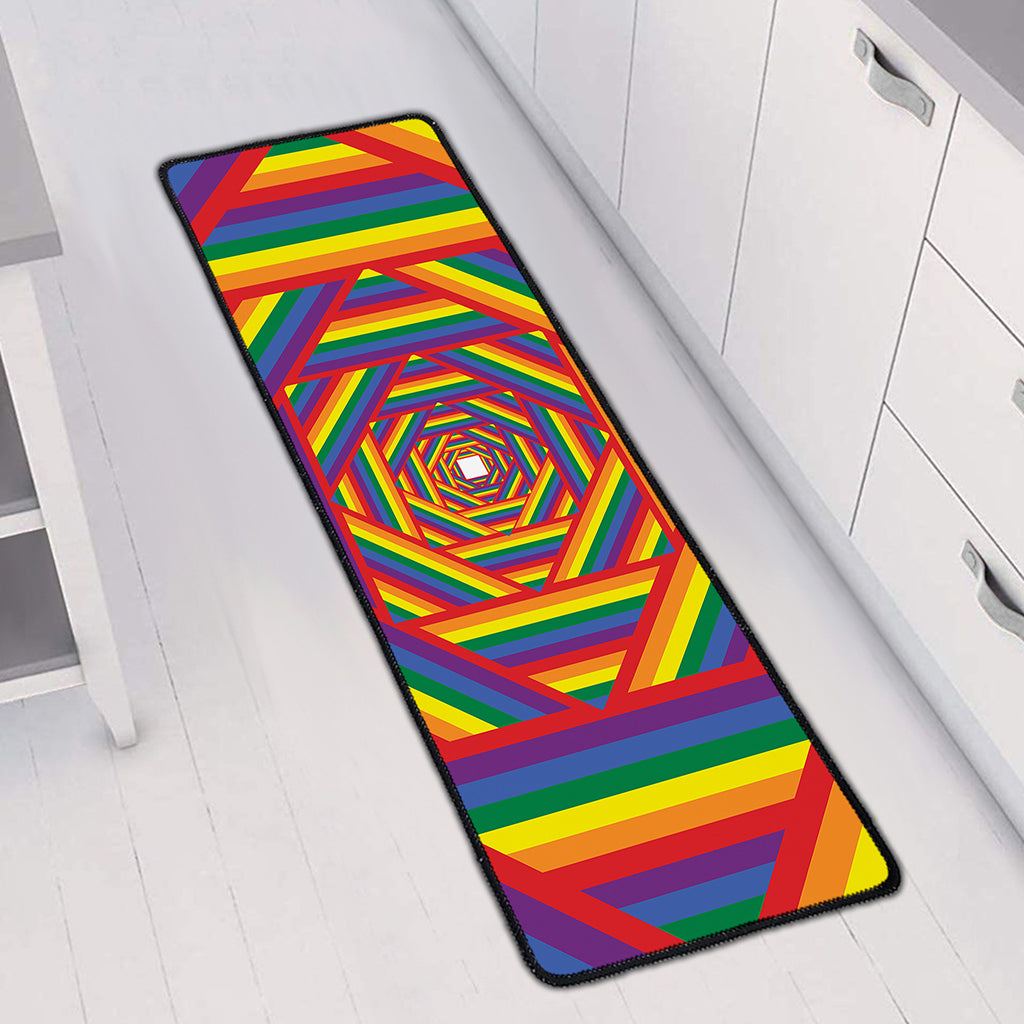 Abstract Rainbow LGBT Stripes Print Long Kitchen Mat