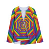 Abstract Rainbow LGBT Stripes Print Long Sleeve Short Coat