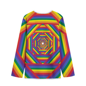 Abstract Rainbow LGBT Stripes Print Long Sleeve Short Coat