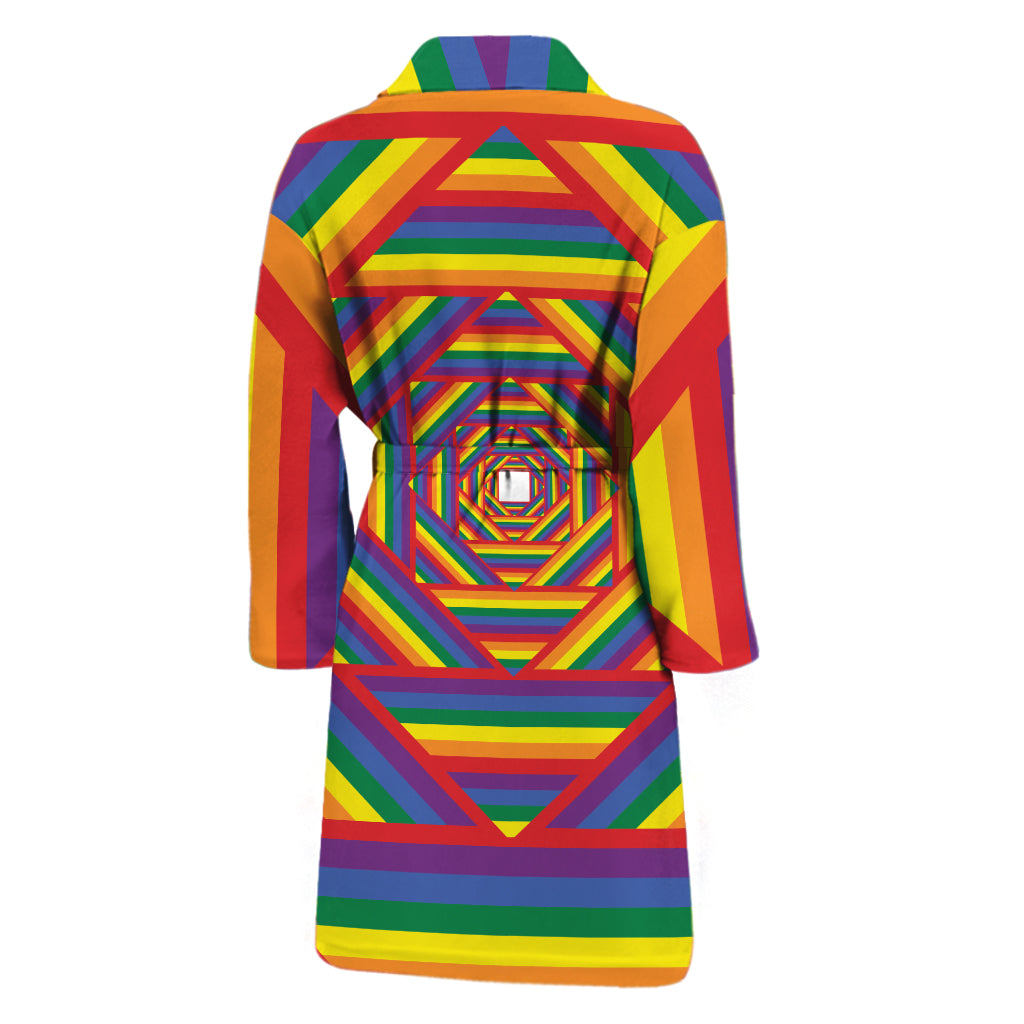 Abstract Rainbow LGBT Stripes Print Men's Bathrobe