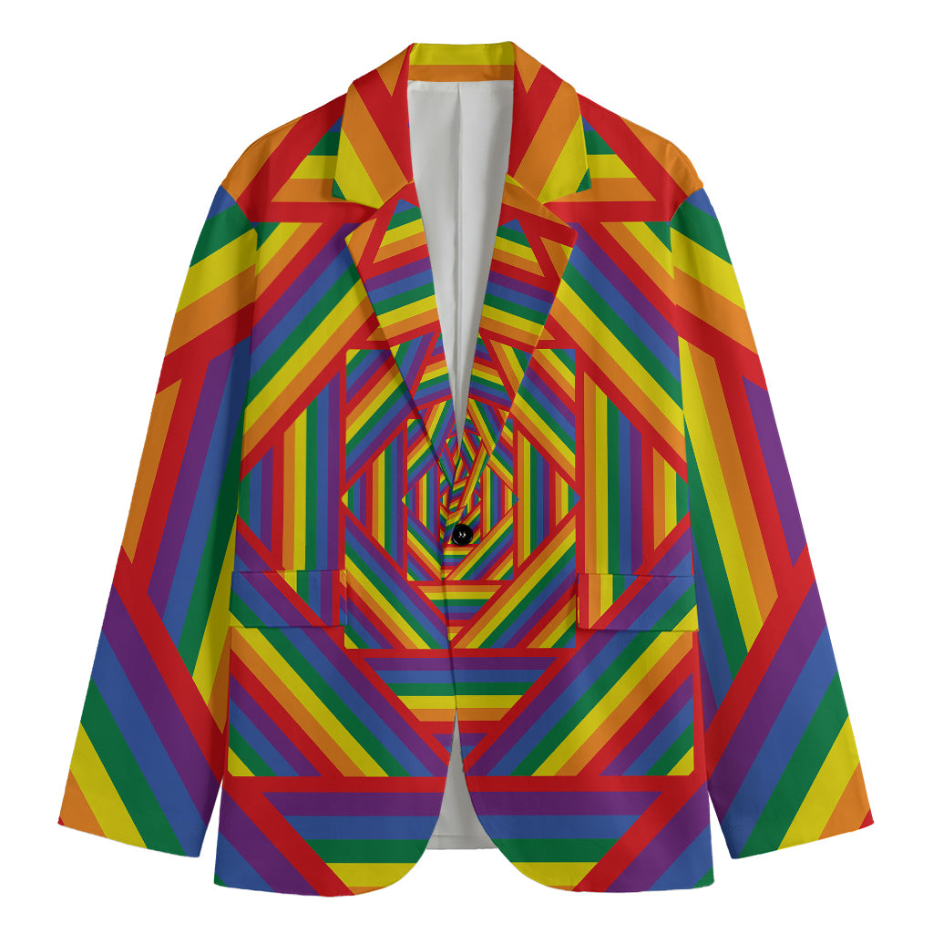 Abstract Rainbow LGBT Stripes Print Men's Blazer