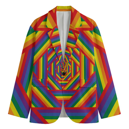 Abstract Rainbow LGBT Stripes Print Men's Blazer