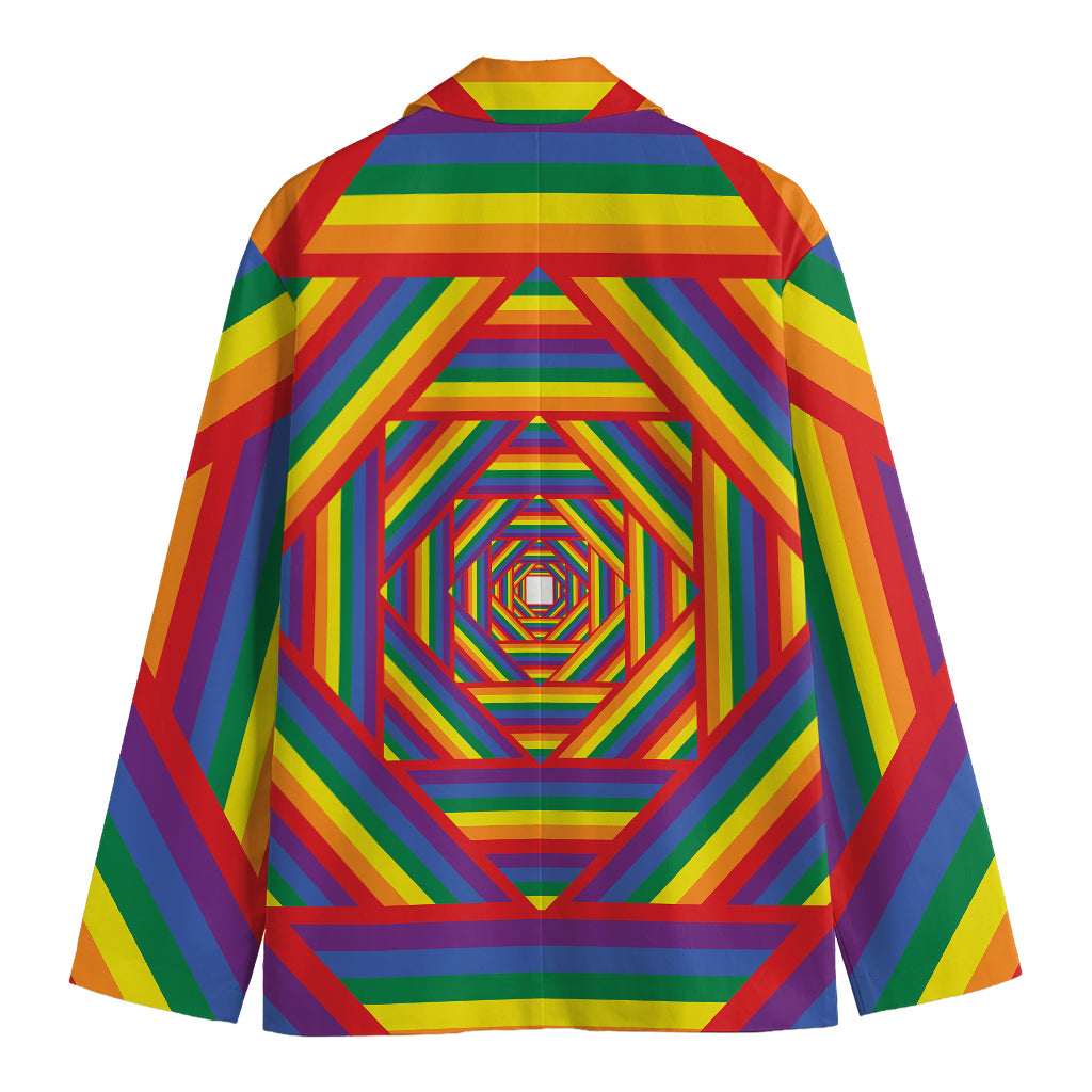 Abstract Rainbow LGBT Stripes Print Men's Blazer